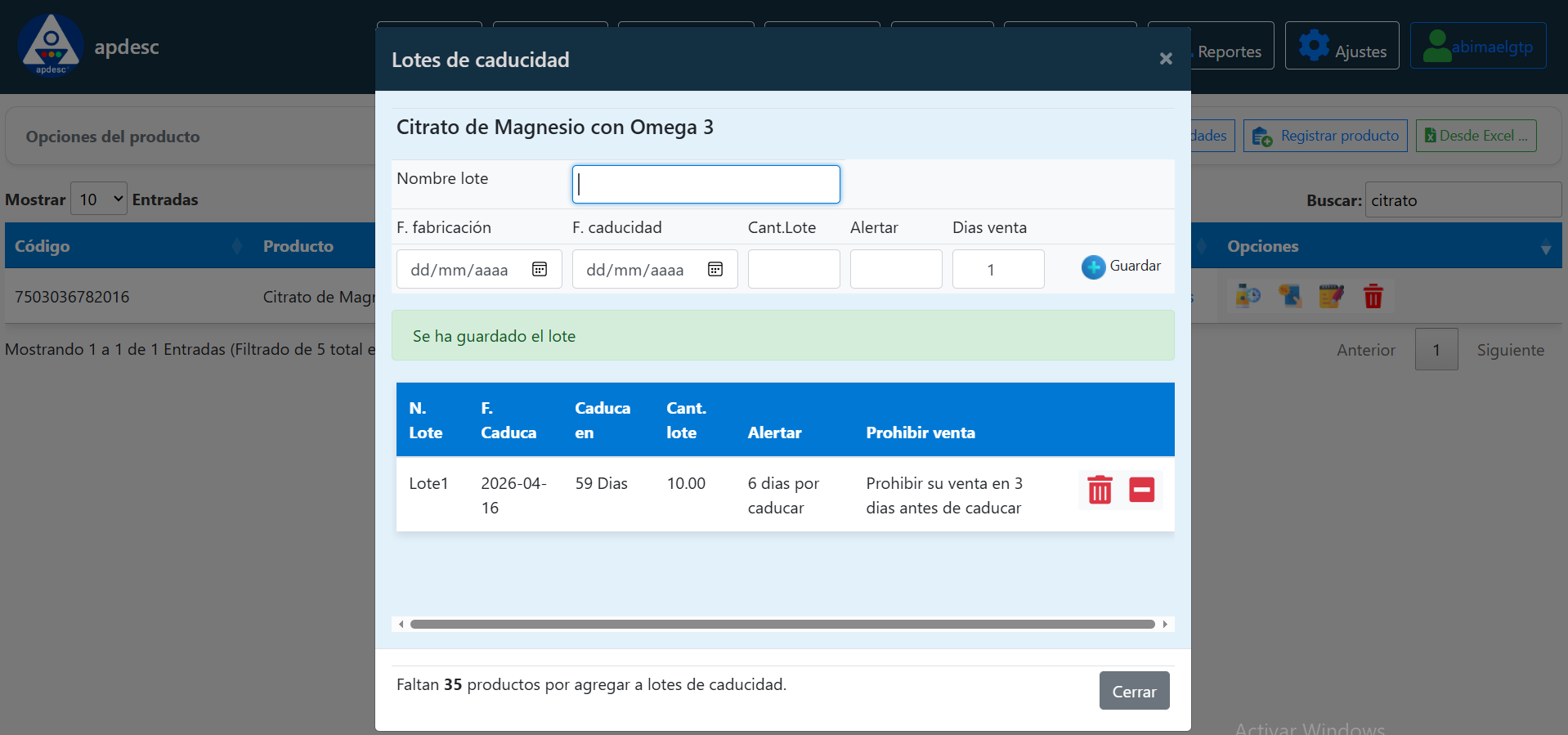 Opciones de productos