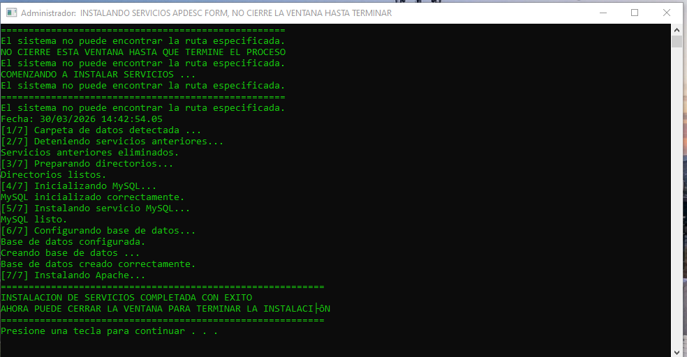 Apdesc form configuración en progreso